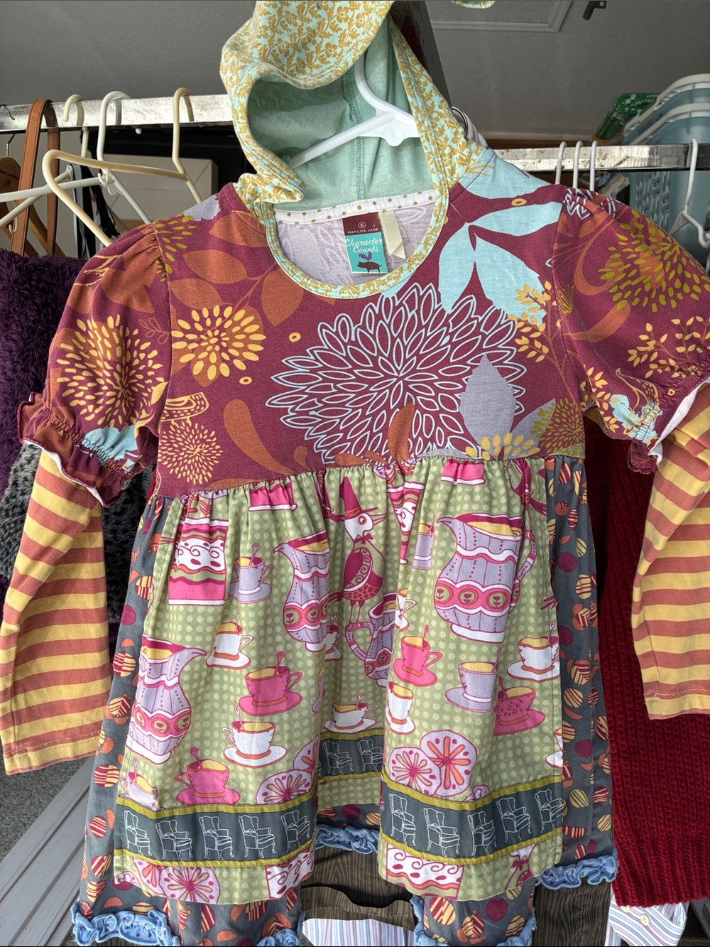 Matilda Jane Multicolor Floral & Tea Party Hooded Tunic